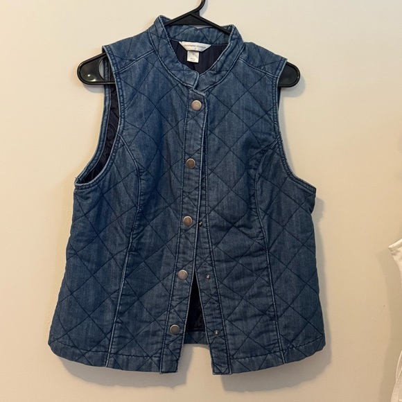 Christopher Banks Quilted denim Vest button front medium - Picture 1 of 7